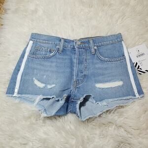 NWT Free People + Sandrine Rose Cut off White Side Zipper Shorts Size 23 RARE